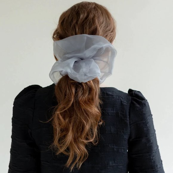A Bronze Age Other - A Bronze Age XXL Oversized Organza Scrunchie in Silver NWT